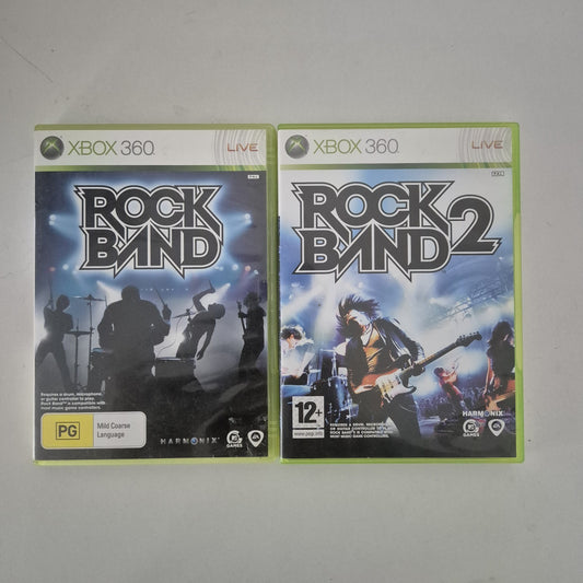 Xbox 360 Rock Band 1 & 2 CIB Bundle - tested - 
