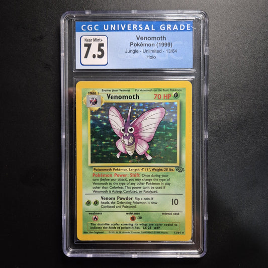 CGC 7.5 Near Mint + Pokemon 1999 Jungle Unlimited Venomoth 13/64