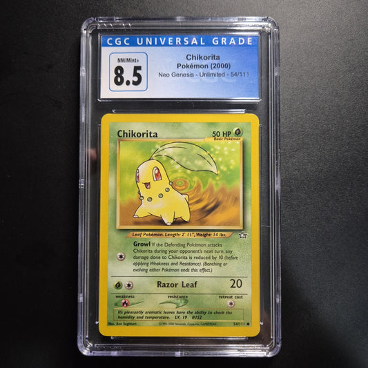 CGC 8.5 NM/Mint + Pokemon Neo Genesis #54 - Chikorita 