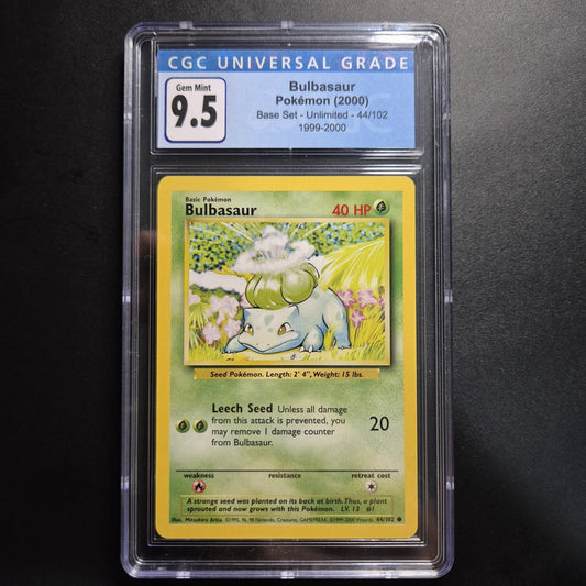 CGC 9.5 Gem Mint Pokemon Card 1999 Base Set Bulbasaur 44/102 
