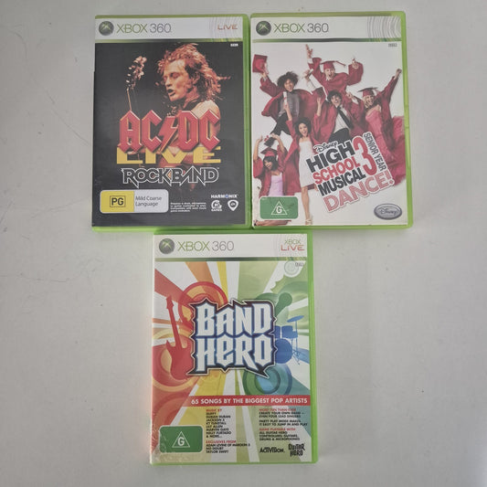 Xbox 360 BAND BUNDLE LOT COMPLETE IN BOX X 3 Games Free Shipping 