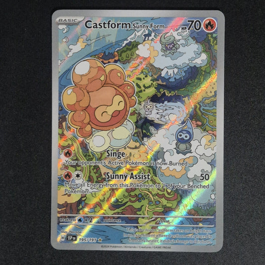 Castform Sunny Form 195/191 Sv08: Surging Sparks Holo ART RARE