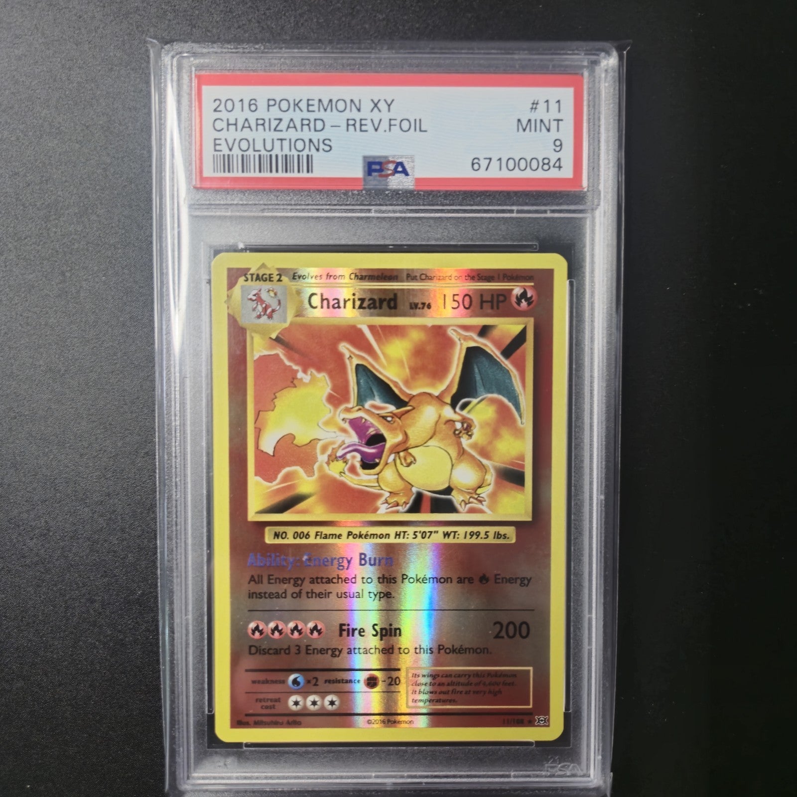 PSA MINT 9 Pokemon XY Evolutions Charizard Reverse Holo 11/108 Mint Reverse Holo