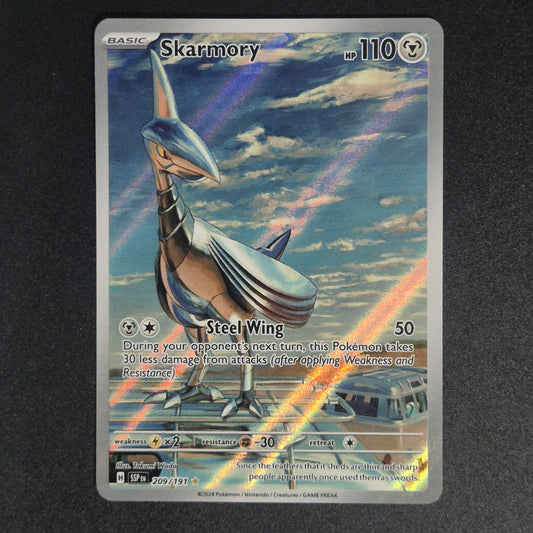 Pokemon Skarmory 209/191 Sv08: Surging Sparks Illustration Rare Holo