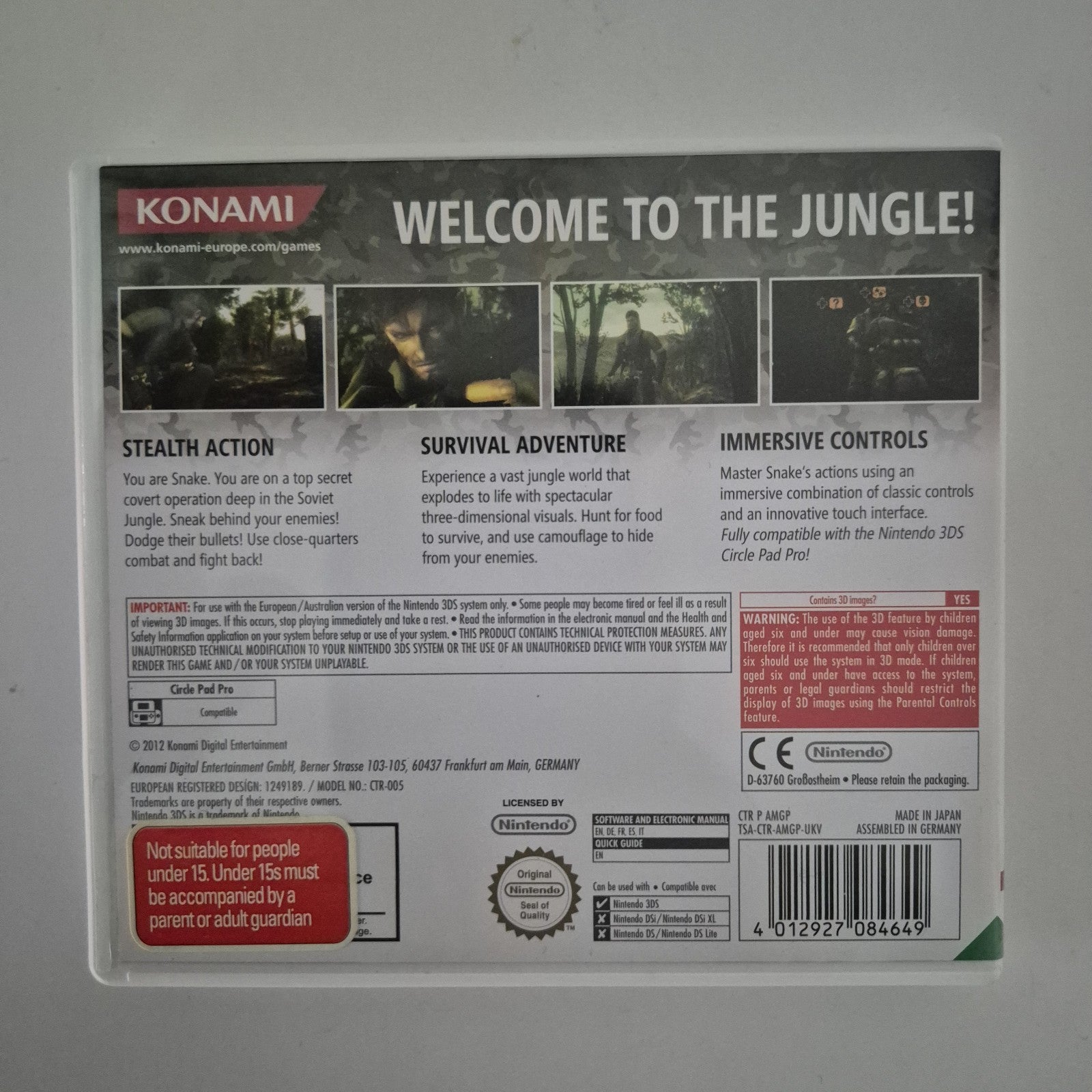 Metal Gear Solid 3D: Snake Eater (Nintendo 3DS, 2004 PAL) CIB Free Postage VGC