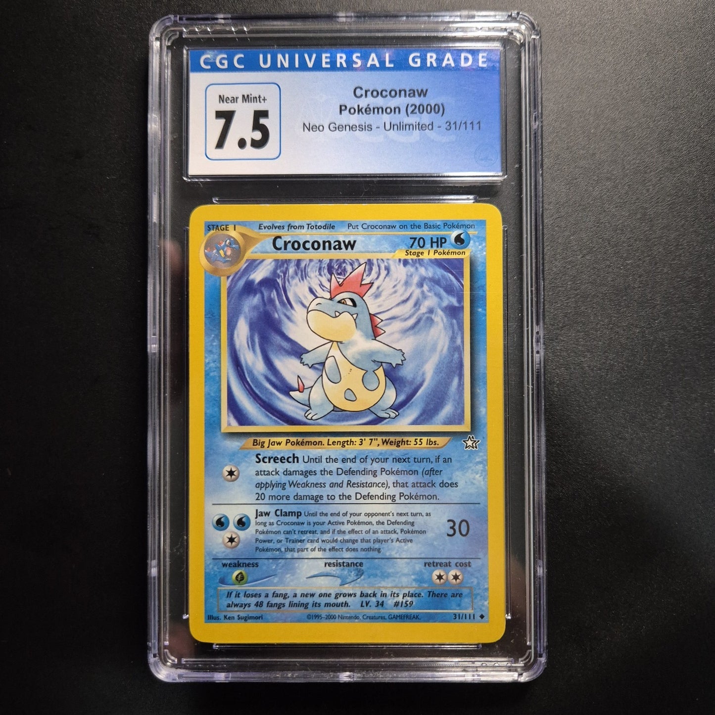 CGC 7.5 Near Mint +2000 Pokemon Neo Genesis Croconaw 31/111