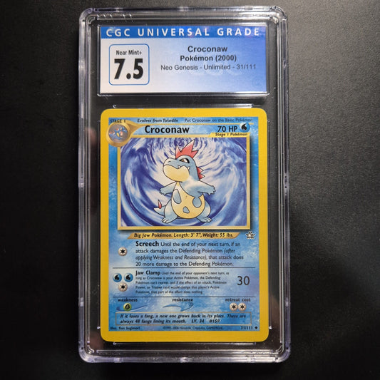 CGC 7.5 Near Mint +2000 Pokemon Neo Genesis Croconaw 31/111