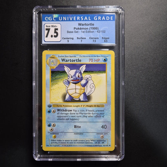 CGC 7.5 Near Mint+ 1st Edition Shadowless Wartortle Pokémon 1999 Base Set