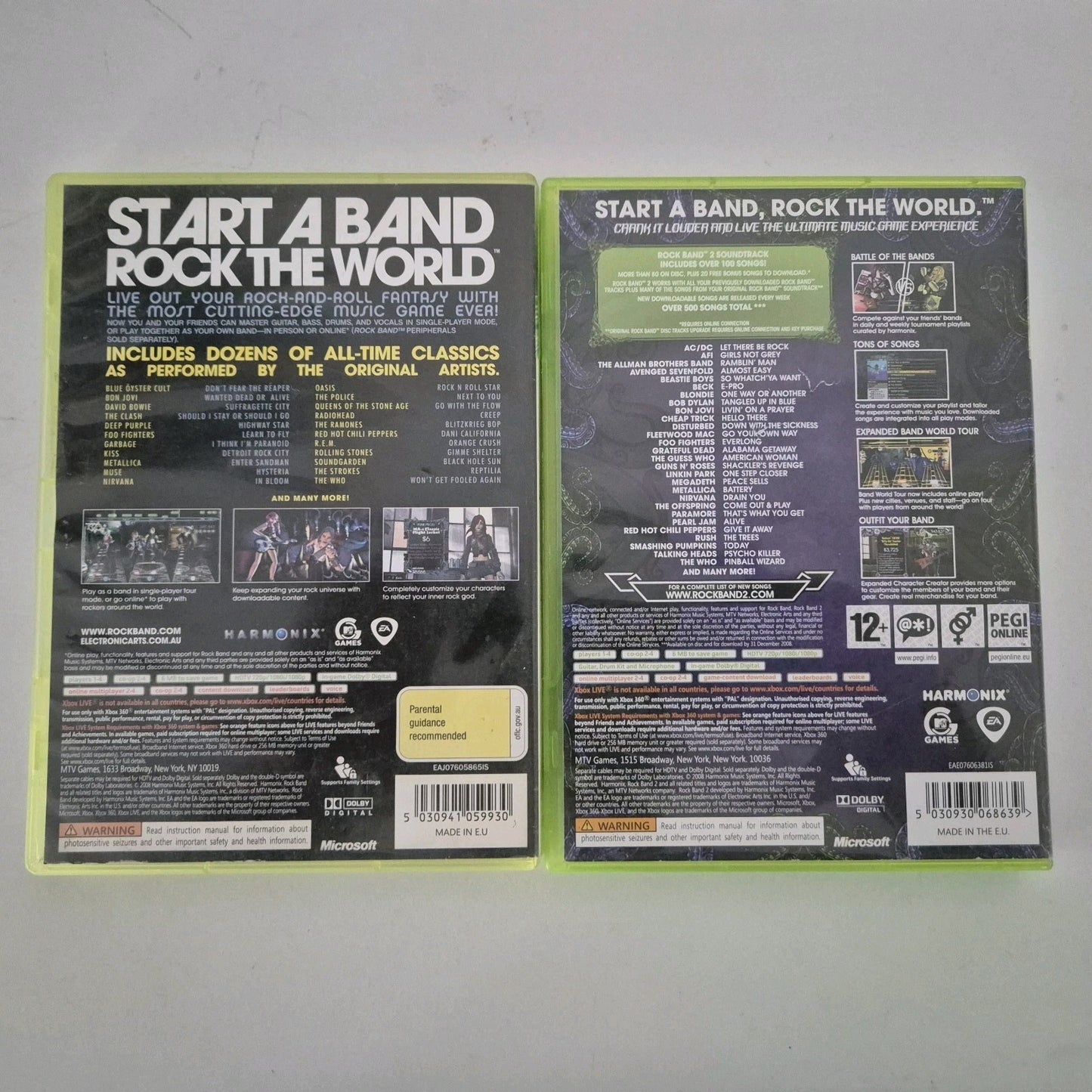 Xbox 360 Rock Band 1 & 2 CIB Bundle - tested - 