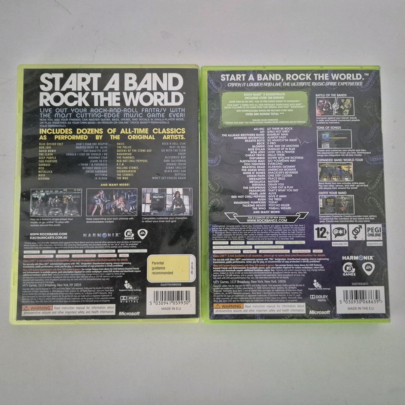 Xbox 360 Rock Band 1 & 2 CIB Bundle - tested - 
