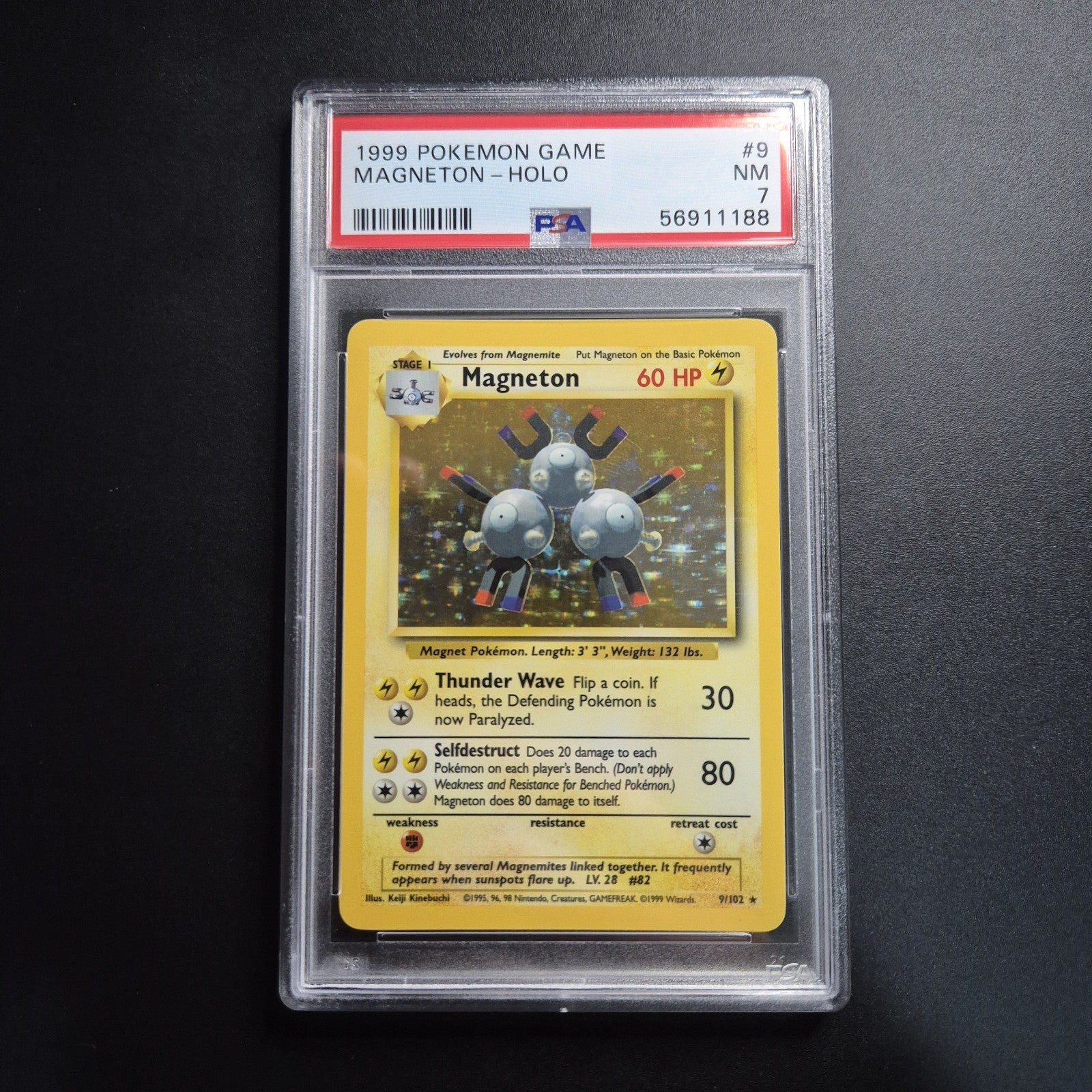 PSA 7 Magneton 9/102 Base Set Rare Holo Pokemon Card WOTC 1999 - Near Mint