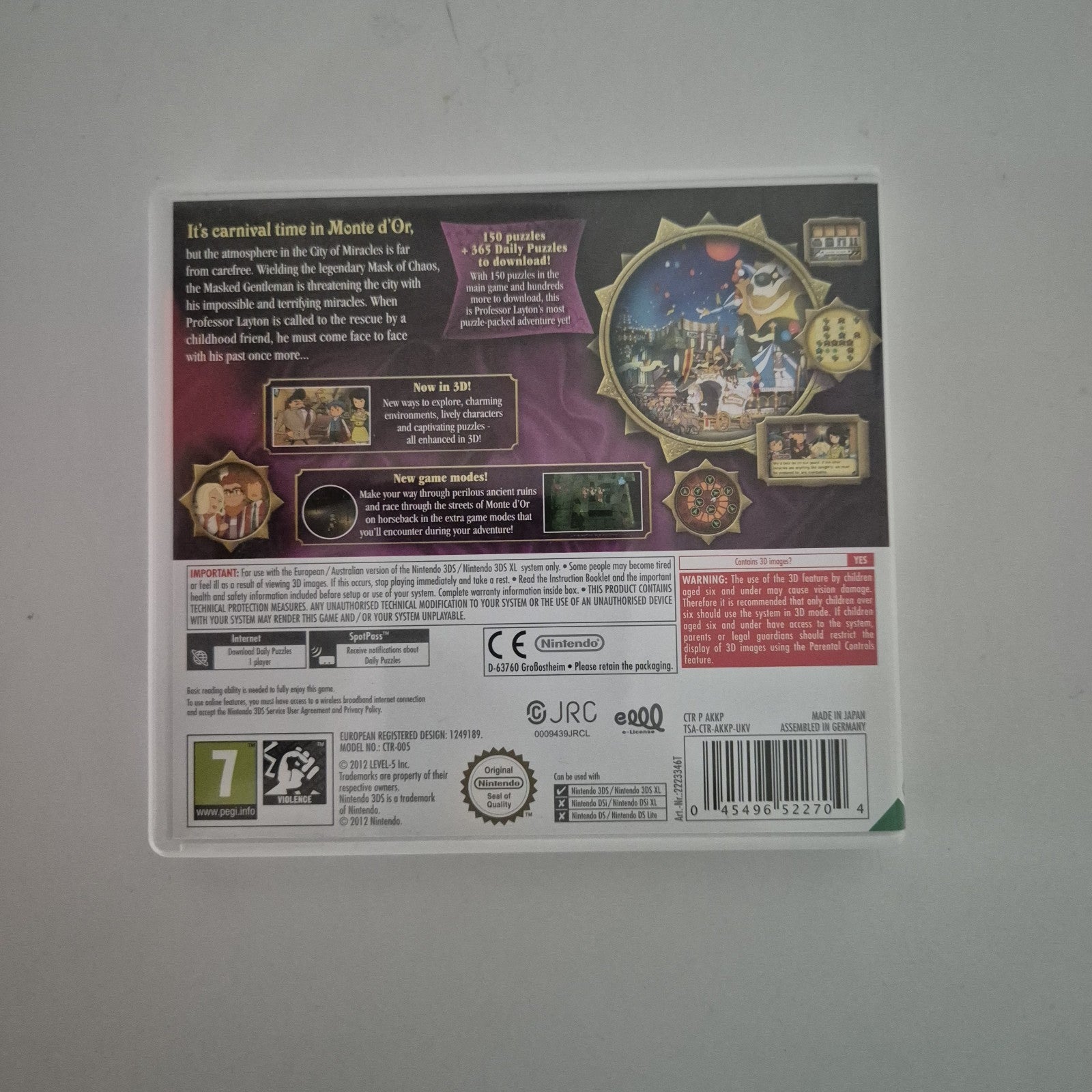 Professor Layton and The Miracle Mask for Nintendo 3DS - Complete in box