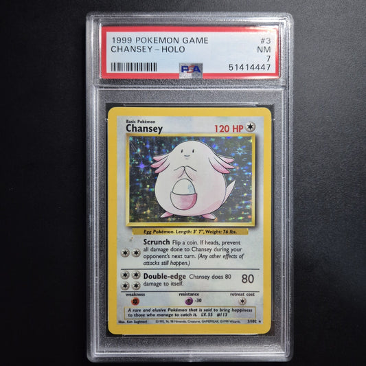 PSA 7 1999 Pokémon Game Chansey #3 Base Set Holo 