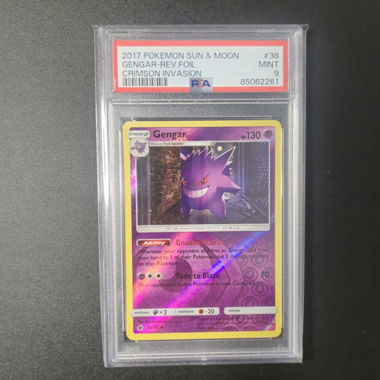 Gengar Holo 2017 Pokemon Sun & Moon Crimson Invasion Rare #38 - PSA MINT 9