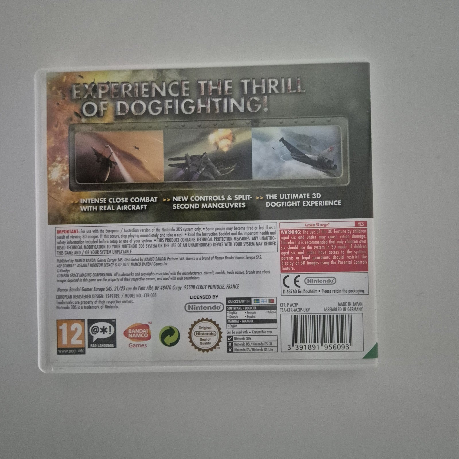 Ace Combat: Assault Horizon Legacy For Nintendo 3DS (CIB Tested) FREE SHIPPING 