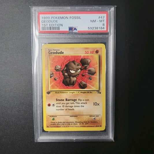 Pokemon 1st Edition Geodude #47 Fossil PSA 8