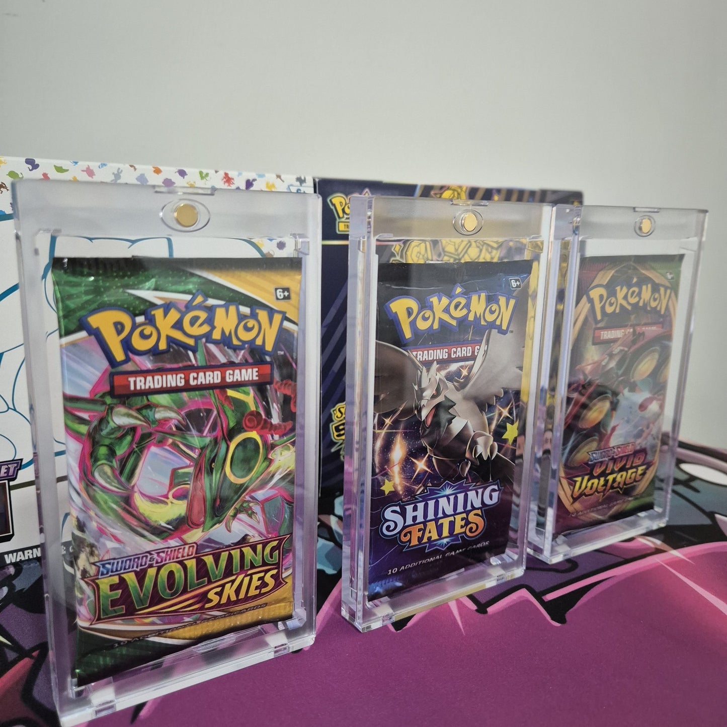 3 PACK Pokemon Booster Pack Acrylic Case Display with Magnetic Lid FAST SHIPPING