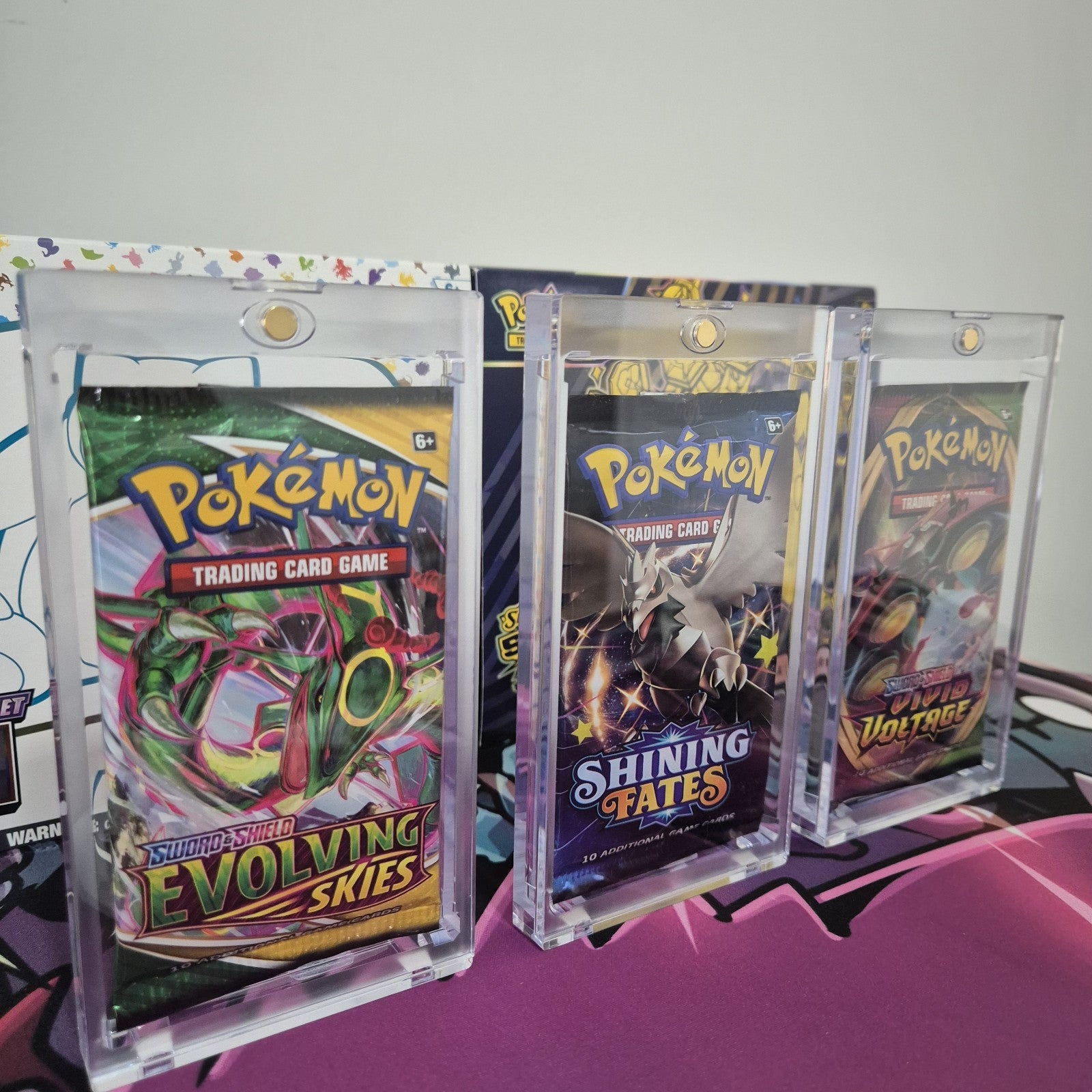 3 PACK Pokemon Booster Pack Acrylic Case Display with Magnetic Lid FAST SHIPPING