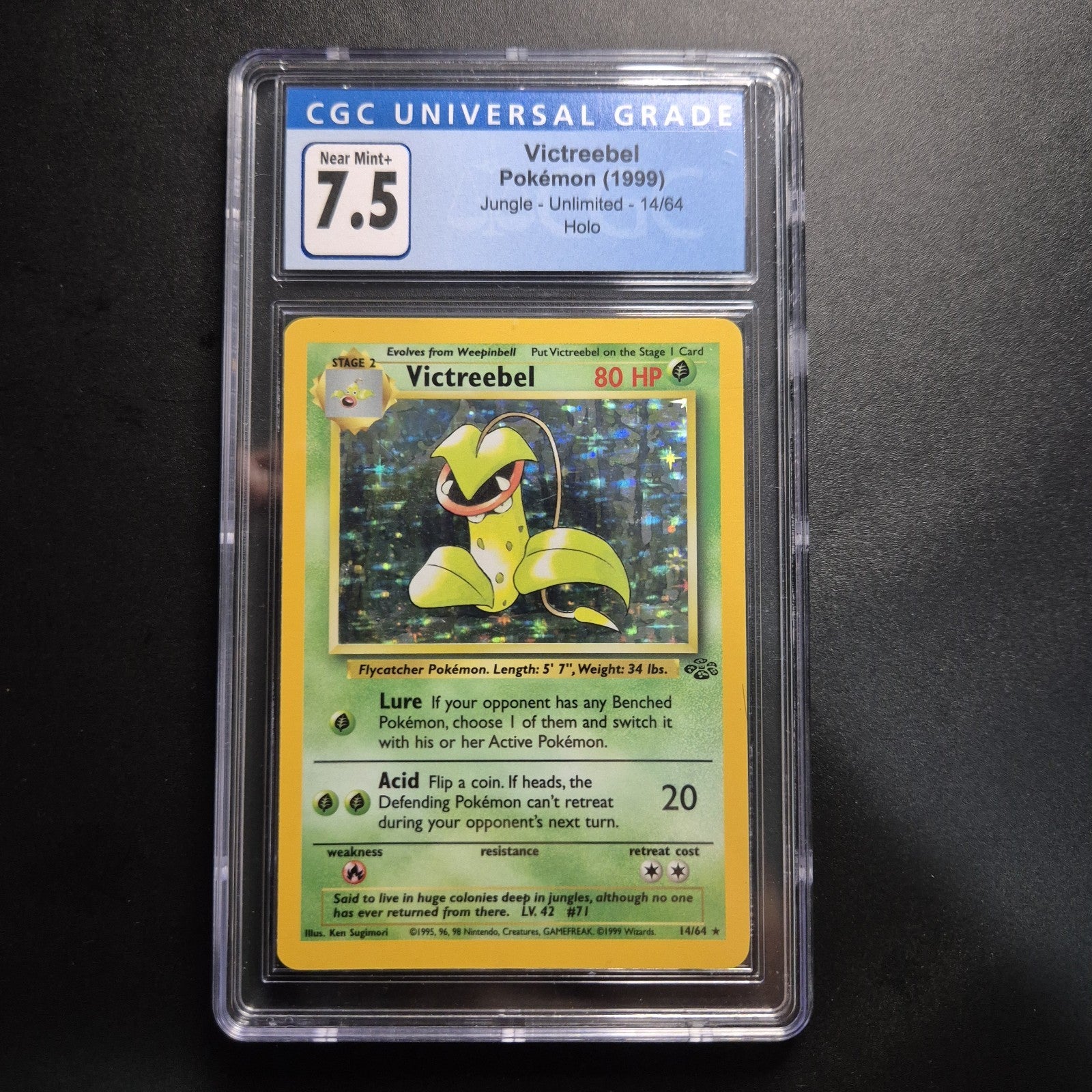 CGC 7.5 Near Mint + Pokemon Victreebel 14/64 Jungle Holo 