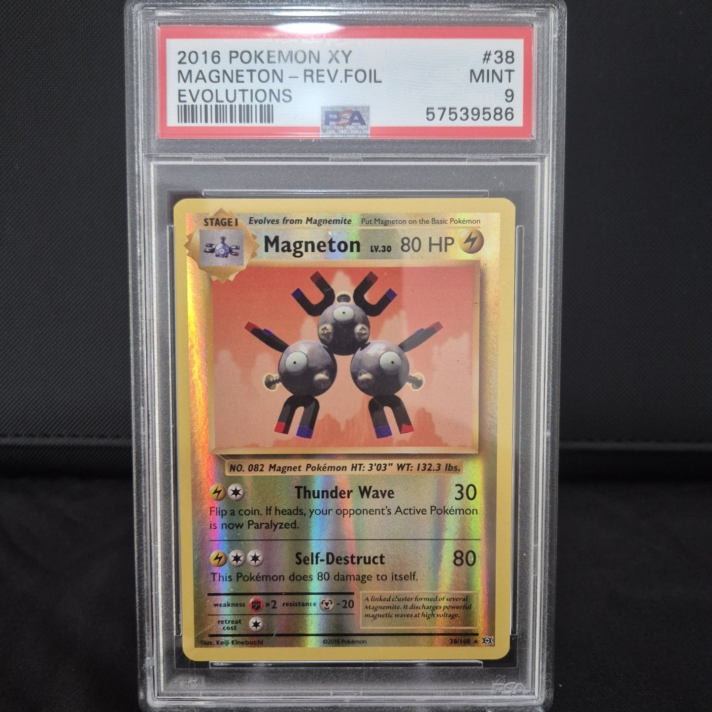 2016 Pokémon Evolutions #38 MAGNETON-REVERSE FOIL PSA 9 Mint 